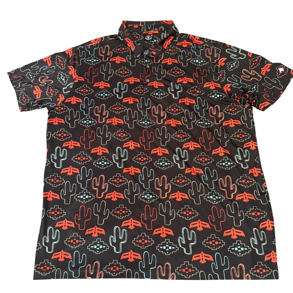 Raised‎ by Coyotes Mens 3XL Performance Polo Shirt Southwest Cactus Thunderbird